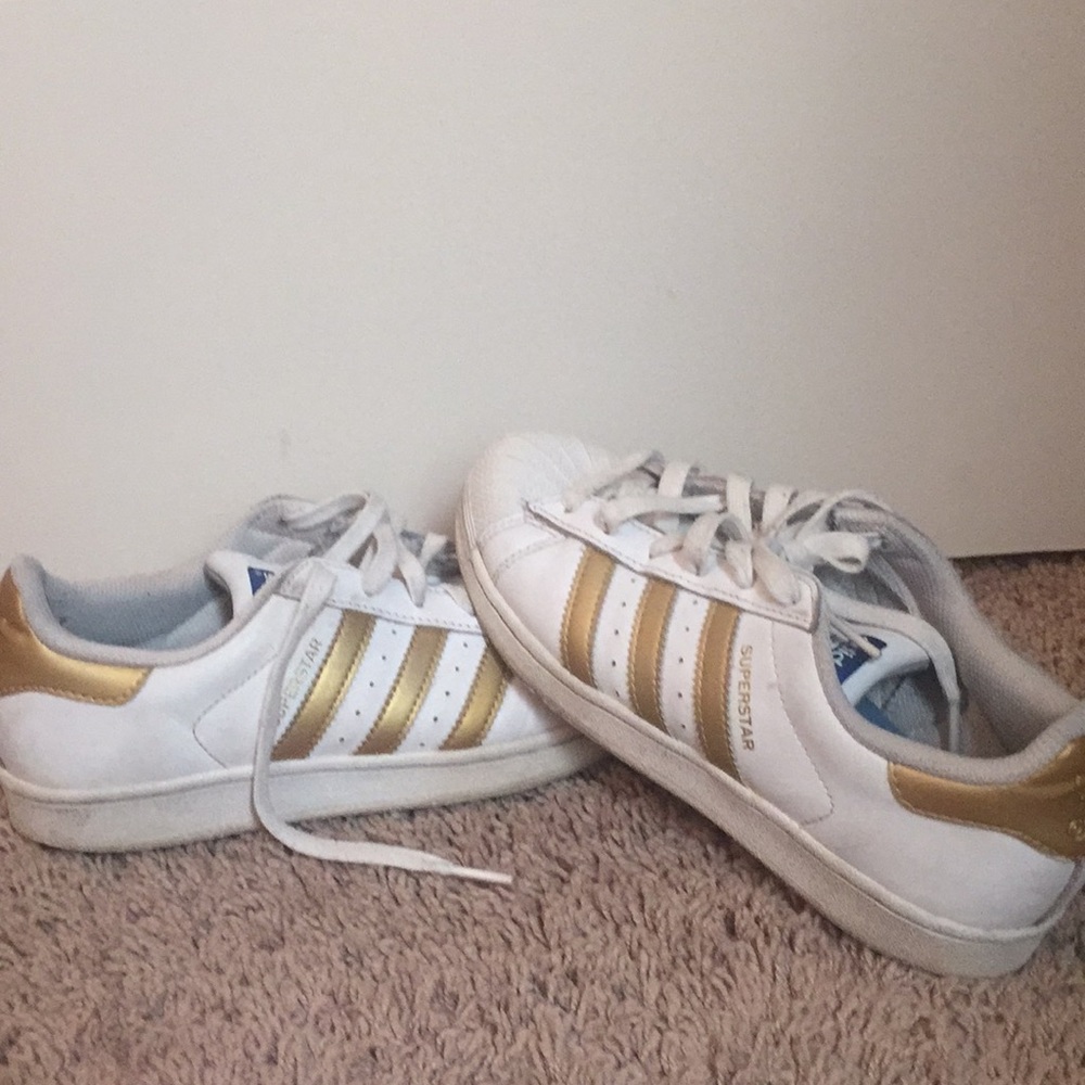 White and Gold Adidas